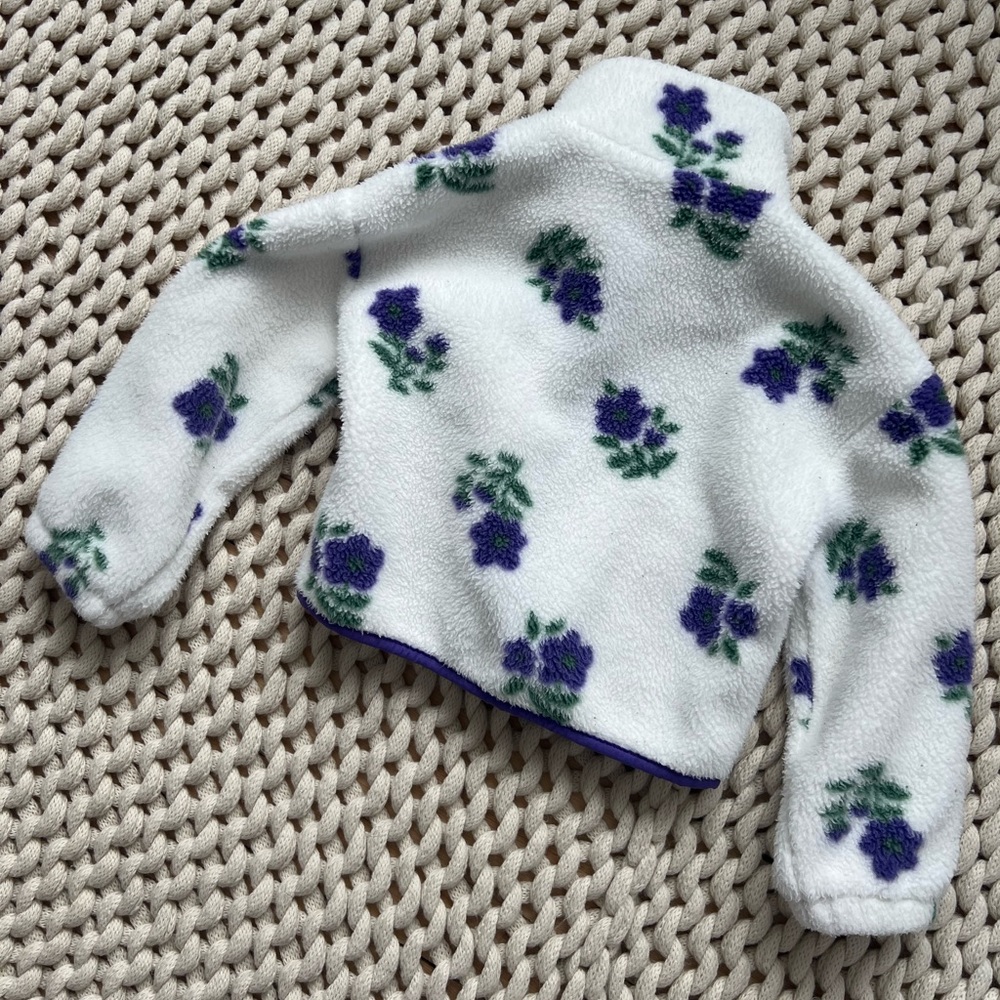 J. Crew Crewcuts Girls' floral sherpa sweatshirt size XS (4-5) - Picture 3 of 4